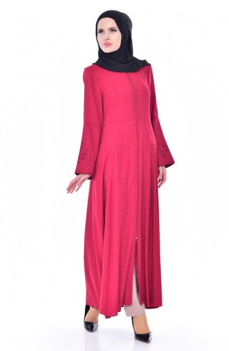 Bestickter Hijab Mantel 1022-01 Fuchsia 1022-01