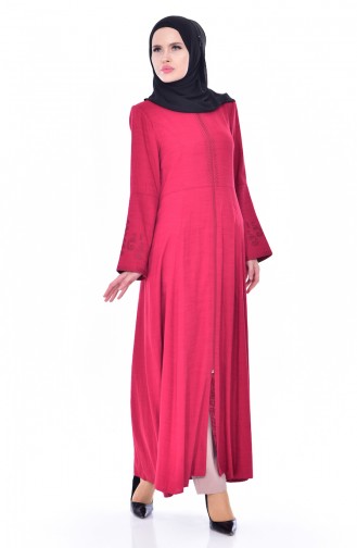 Embroidered Overcoat 1022-01 Fuchsia 1022-01