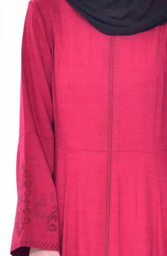 Embroidered Overcoat 1022-01 Fuchsia 1022-01