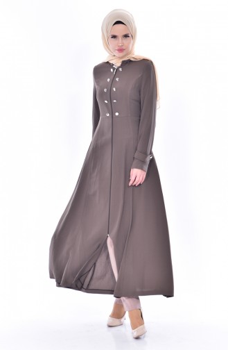 Hijab Mantel mit Knöpfen 1023-01 Khaki 1023-01