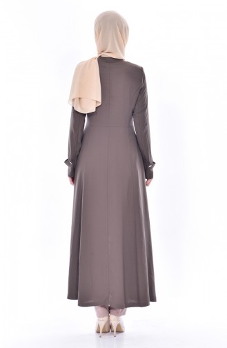 Hijab Mantel mit Knöpfen 1023-01 Khaki 1023-01