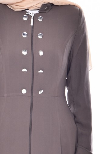 Button Detailed Overcoat 1023-01 Khaki 1023-01