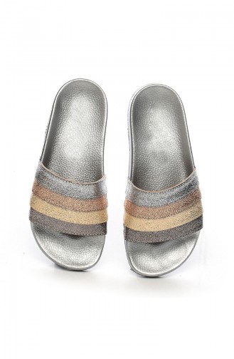 Silver Gray Summer Slippers 18171-1