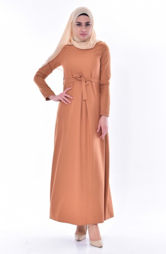 Pearl Belted Dress 5513-03 Dark Mustard 5513-03