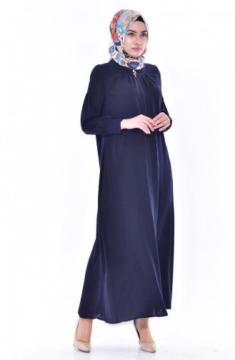 Zippered Abaya 1012-01 Navy Blue 1012-01