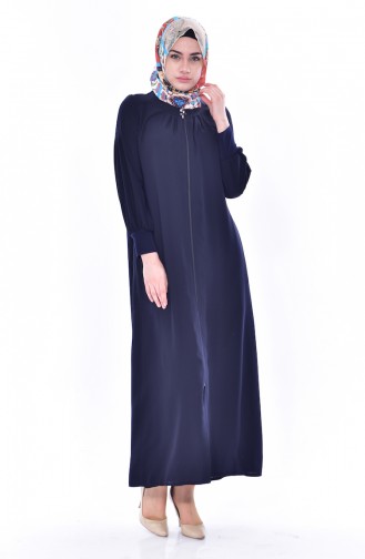 Zippered Abaya 1012-01 Navy Blue 1012-01