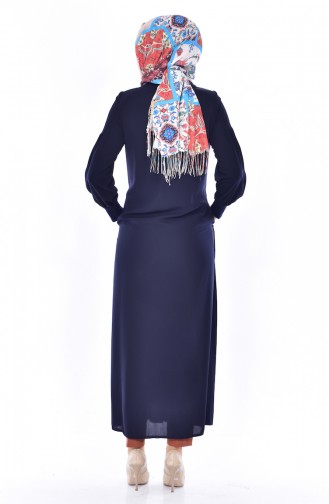 Zippered Abaya 1012-01 Navy Blue 1012-01