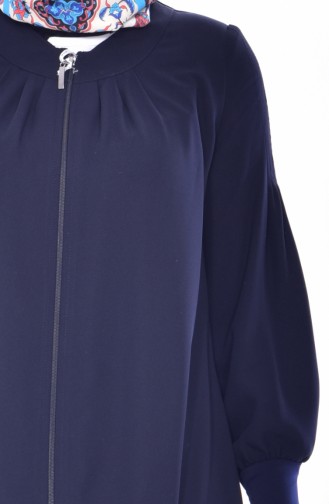 Abaya a Fermeture 1012-01 Bleu Marine 1012-01