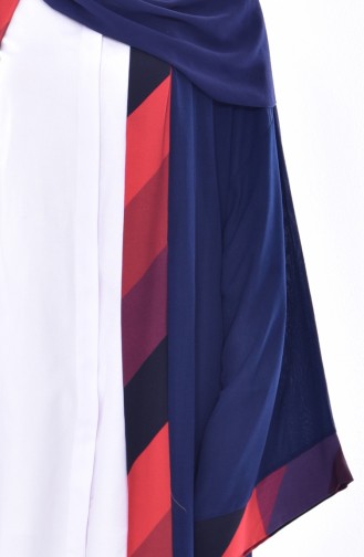 Kimono a Motifs 1507-02 Bleu Marine 1507-02
