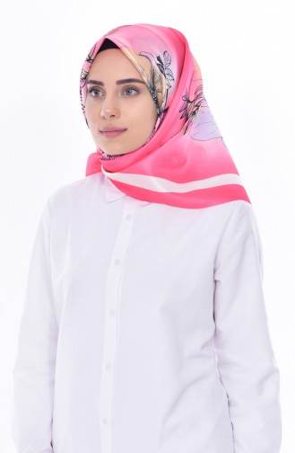 Çiçek Desenli Tafta Eşarp 95153-03 Mercan