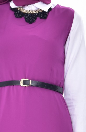 فستان بدون أكمام بتصميم حزام خصر 1018-01لون أرجواني 1018-01