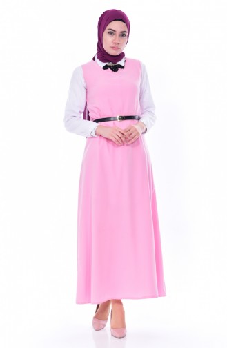 Belted Gilet Dress 1018-02 Sugar Pink 1018-02