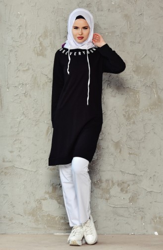 Hooded Tracksuit Suit 18055-02 Black White 18055-02