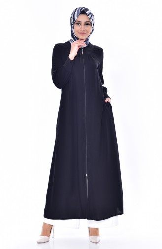 Abaya a Fermeture 1012-02 Noir 1012-02