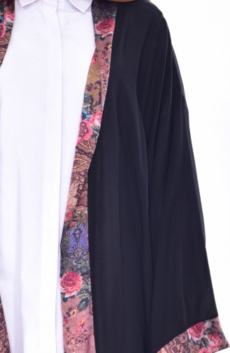Desenli Kimono 1507-01 Siyah