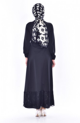 Eteği Dantelli Elbise 2015-01 Siyah
