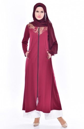 Abaya mit Patchwork 4456-06 Weinrot 4456-06