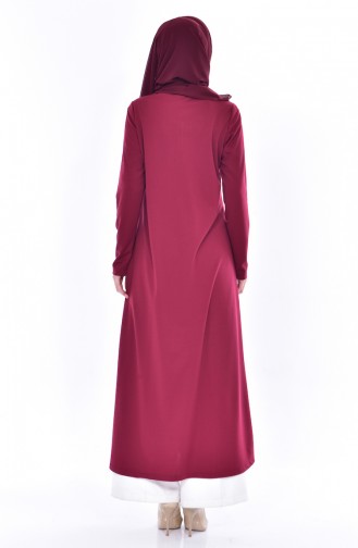 Abaya mit Patchwork 4456-06 Weinrot 4456-06