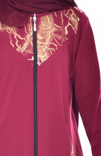 Garnish Zippered Abaya 4456-06 Claret Red 4456-06