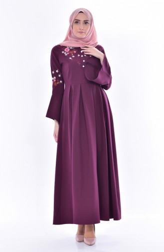 Robe Bordée Manches Volantes 81526-05 Bordeaux 81526-05