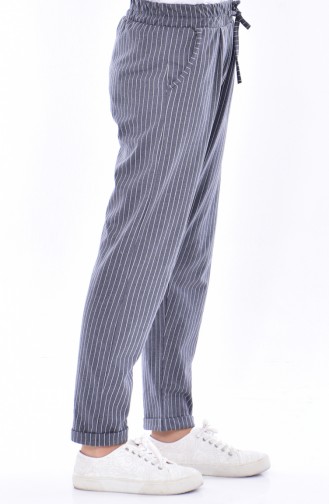 Pantalon a Rayure et Poches 1335-04 Gris 1335-04