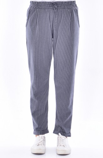 Pantalon a Rayure et Poches 1335-04 Gris 1335-04