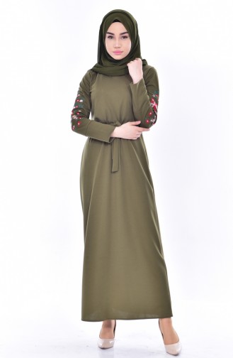 Khaki Hijab Kleider 9238-07
