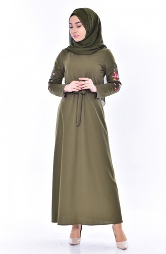Khaki Hijab Kleider 9238-07