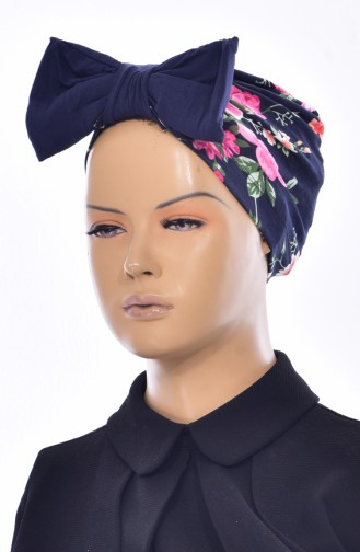 Patterned Bow Bone 087-05 Navy Blue Pink 087-05