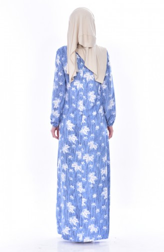 Bağcık Detaylı Elbise 1903-01 Mavi
