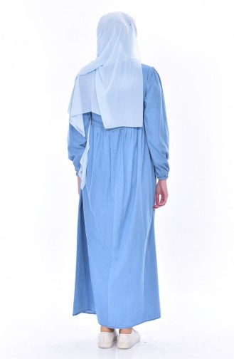 Embroidered Jeans Dress 3600-01 Jeans Blue 3600-01