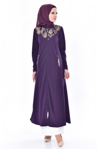 Garnish Zippered Abaya 4456-05 Purple 4456-05