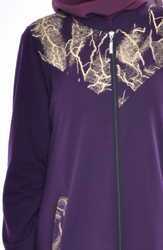 Garnish Zippered Abaya 4456-05 Purple 4456-05