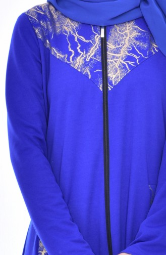 Garnish Zippered Abaya 4456-08 Saks Blue 4456-08