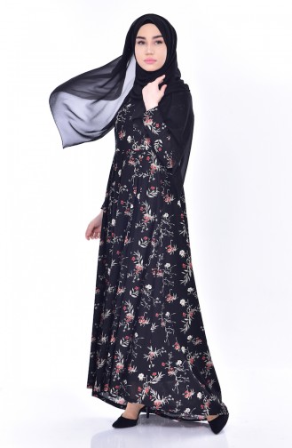 Schwarz Hijab Kleider 6047-01