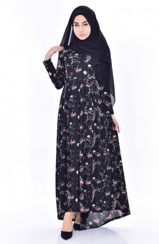 Schwarz Hijab Kleider 6047-01