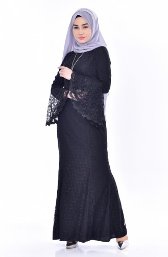 Schwarz Hijab-Abendkleider 3314-01