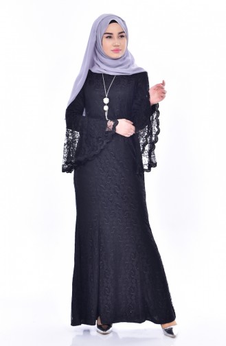 Schwarz Hijab-Abendkleider 3314-01