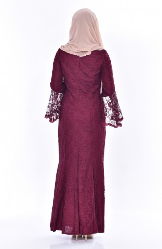 Weinrot Hijab-Abendkleider 3314-03