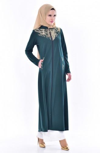 Abaya mit Patchwork 4456-04 Smaradgrün 4456-04