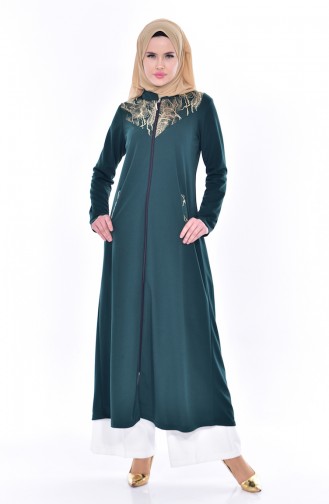 Abaya mit Patchwork 4456-04 Smaradgrün 4456-04