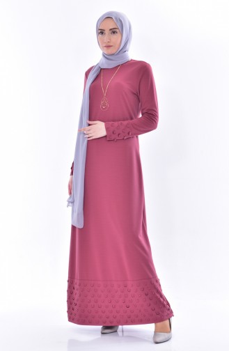 Pearl Detailed Dress 3485-04 Dried Rose 3485-04