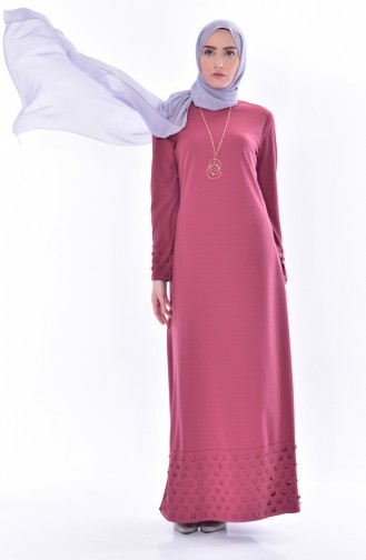 Pearl Detailed Dress 3485-04 Dried Rose 3485-04