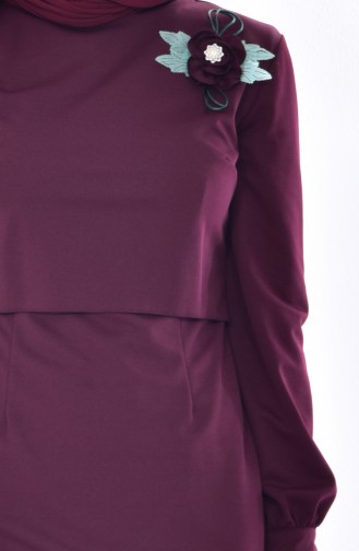 Dark Claret Red İslamitische Jurk 3484-04