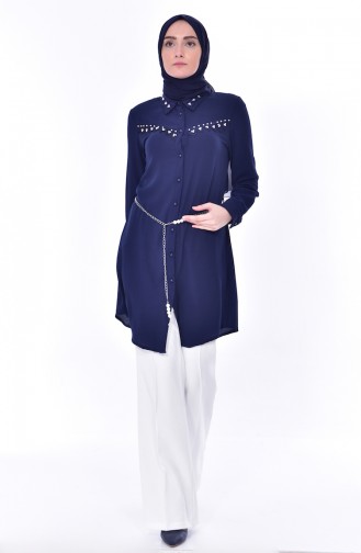 YNS Pearl Belted Tunic 3854-01 Dark blue 3854-01