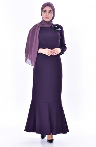 Kleid mit Brosche 3484-02 Lila 3484-02