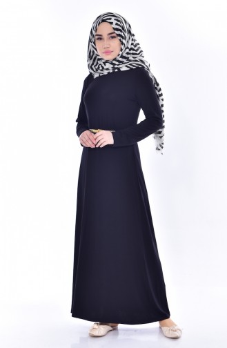 Kemerli Penye Elbise 0182-01 Siyah