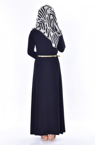 Kemerli Penye Elbise 0182-01 Siyah