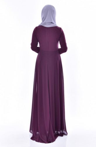 Plum Hijab Evening Dress 52690-04