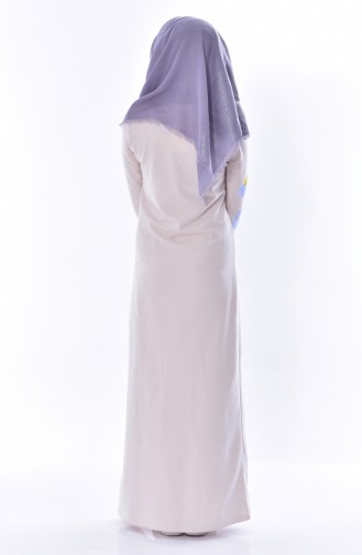 توبانور فستان مُحاك بتصميم مُطبع 2947-13لون بيج فاتح 2947-13